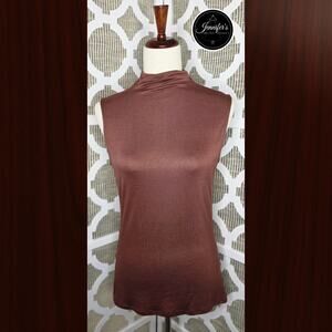 Nordstrom Rack Women's Brown Mock Neck Sleeveless Top Size Small